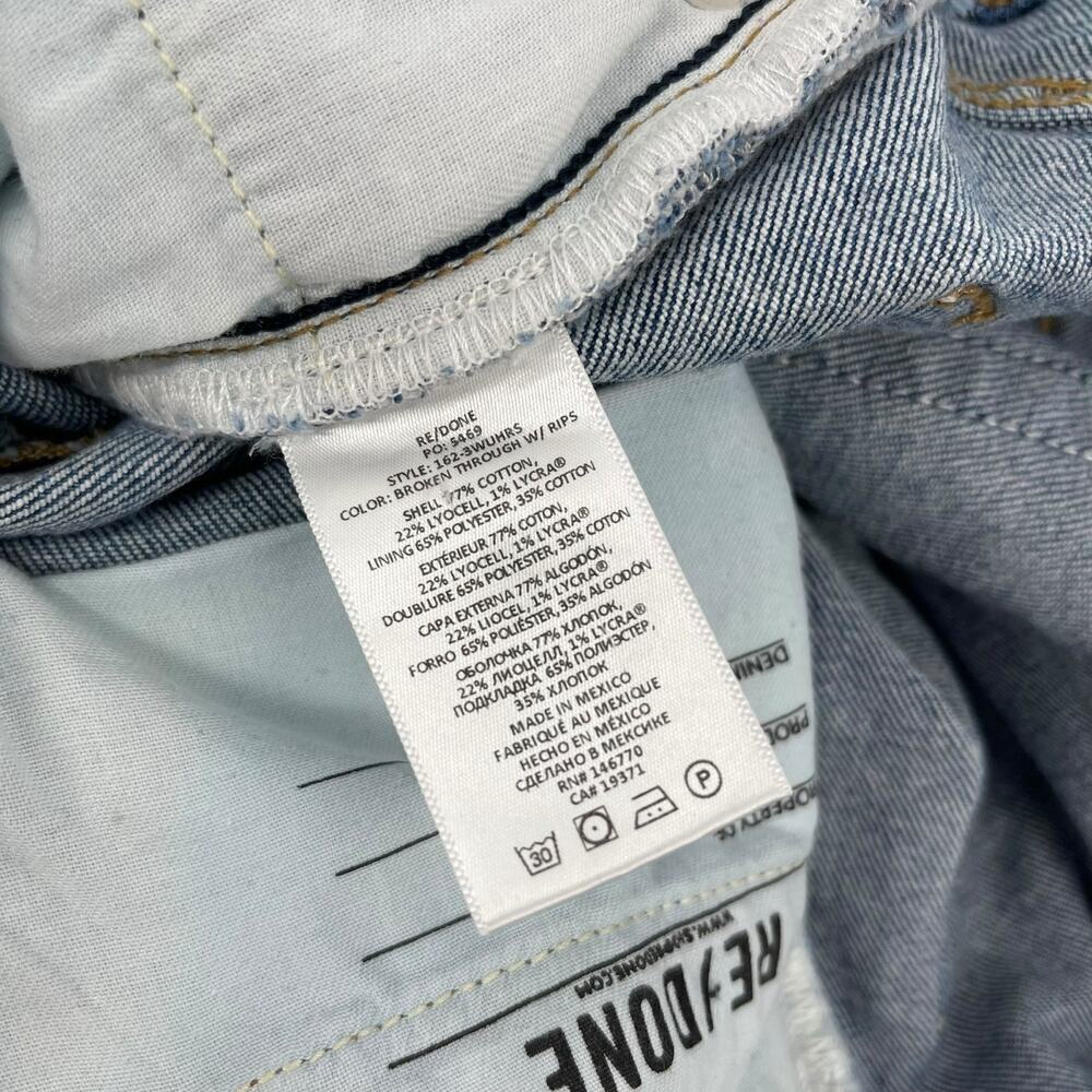 RE/DONE Jeans 90’s Skinny Ultra High Rise Broken Through w/ Rips Size 28 - Picture 14 of 14